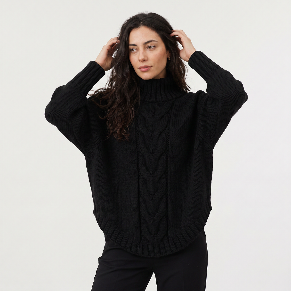 Women's Cable Knit Turtleneck Chunky Winter Jumper