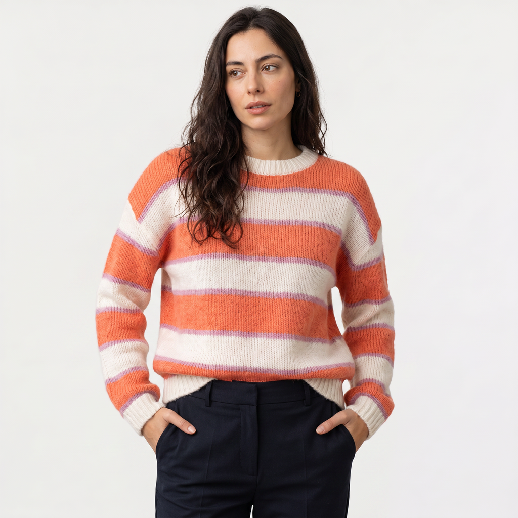 Women's Striped Knit Casual Jumper