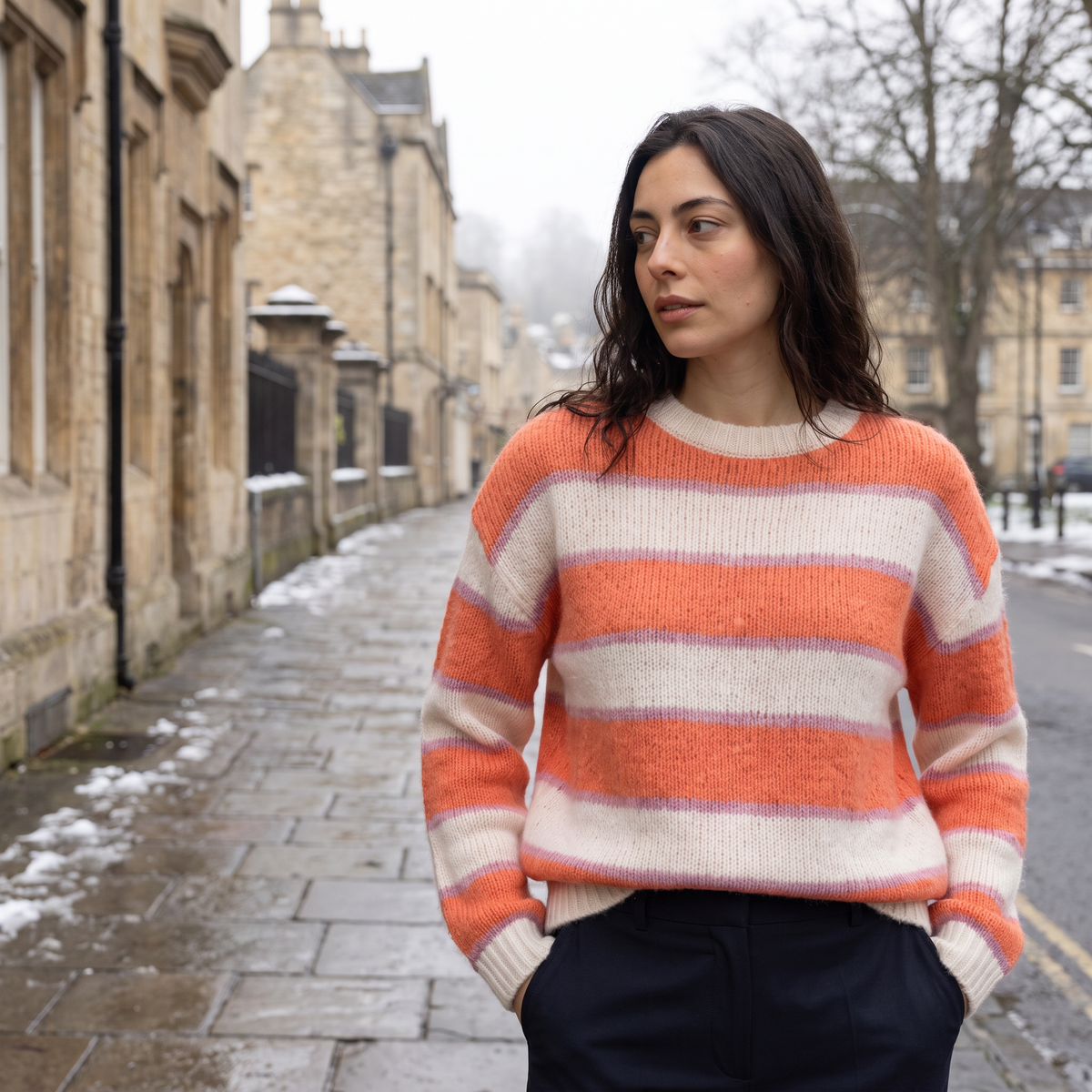 Women's Striped Knit Casual Jumper