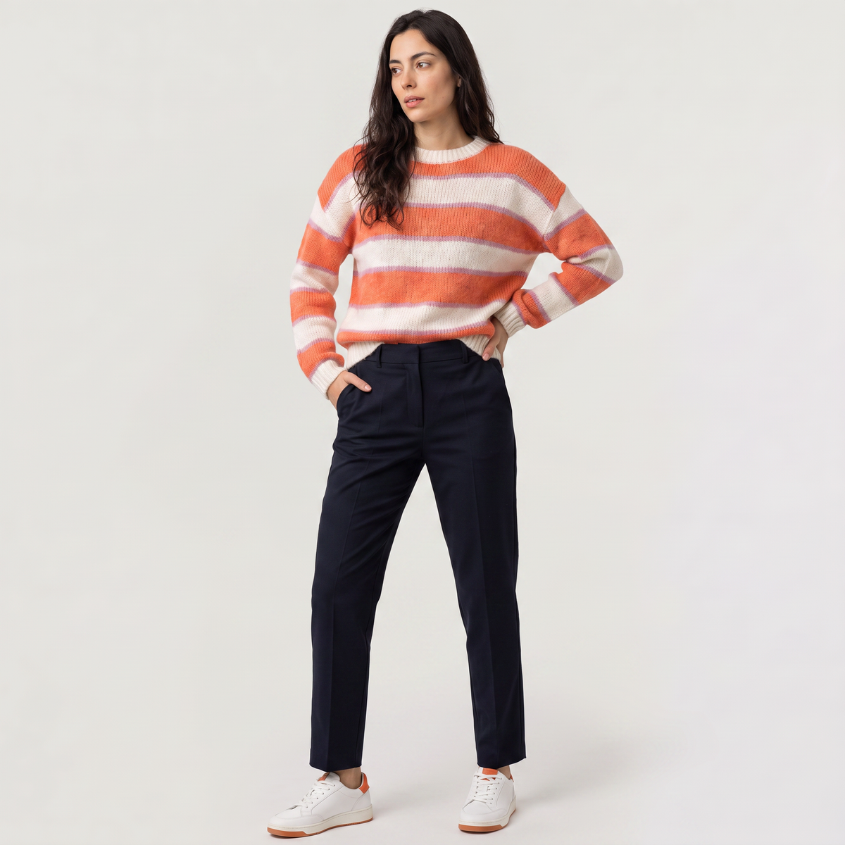 Women's Striped Knit Casual Jumper