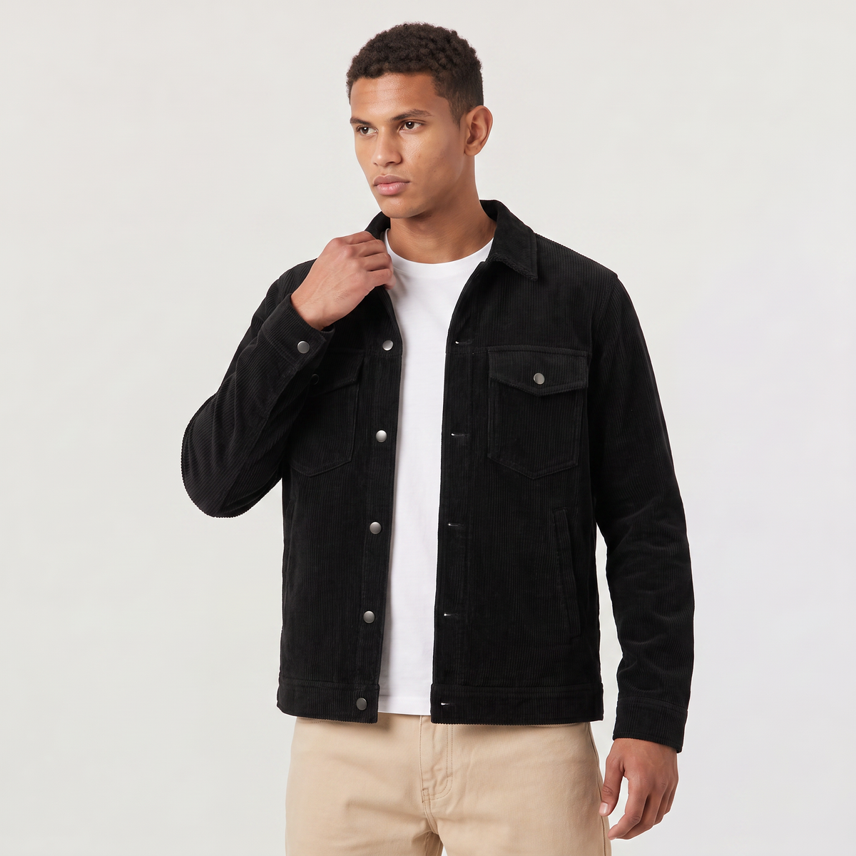 Men's Corduroy Snap-Button Overshirt Jacket