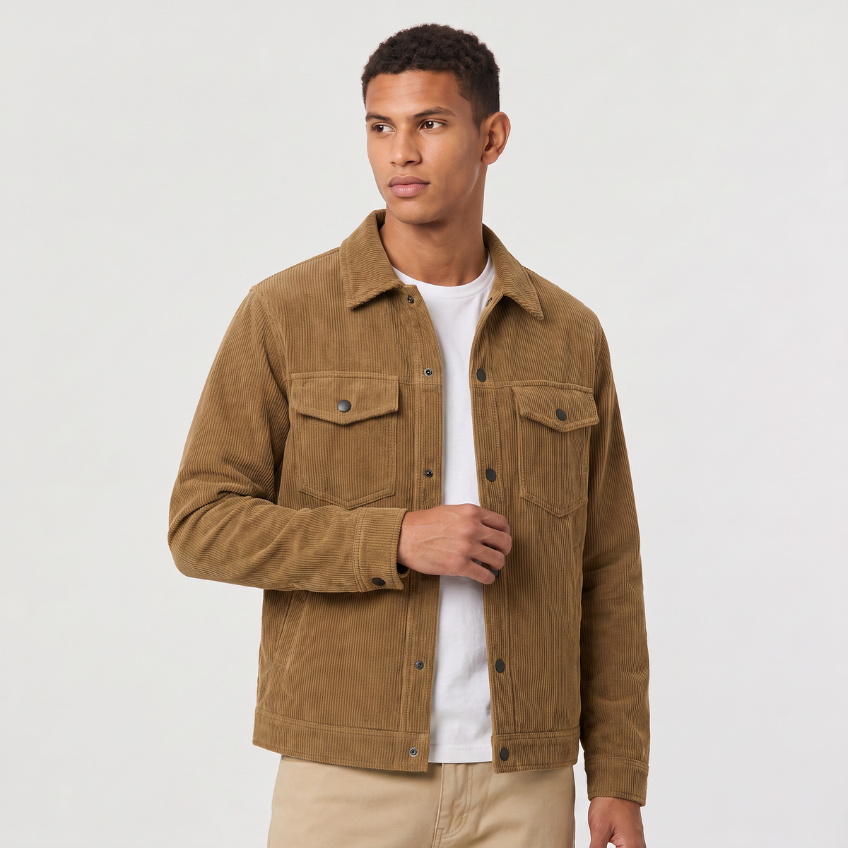 Men's Corduroy Snap-Button Overshirt Jacket