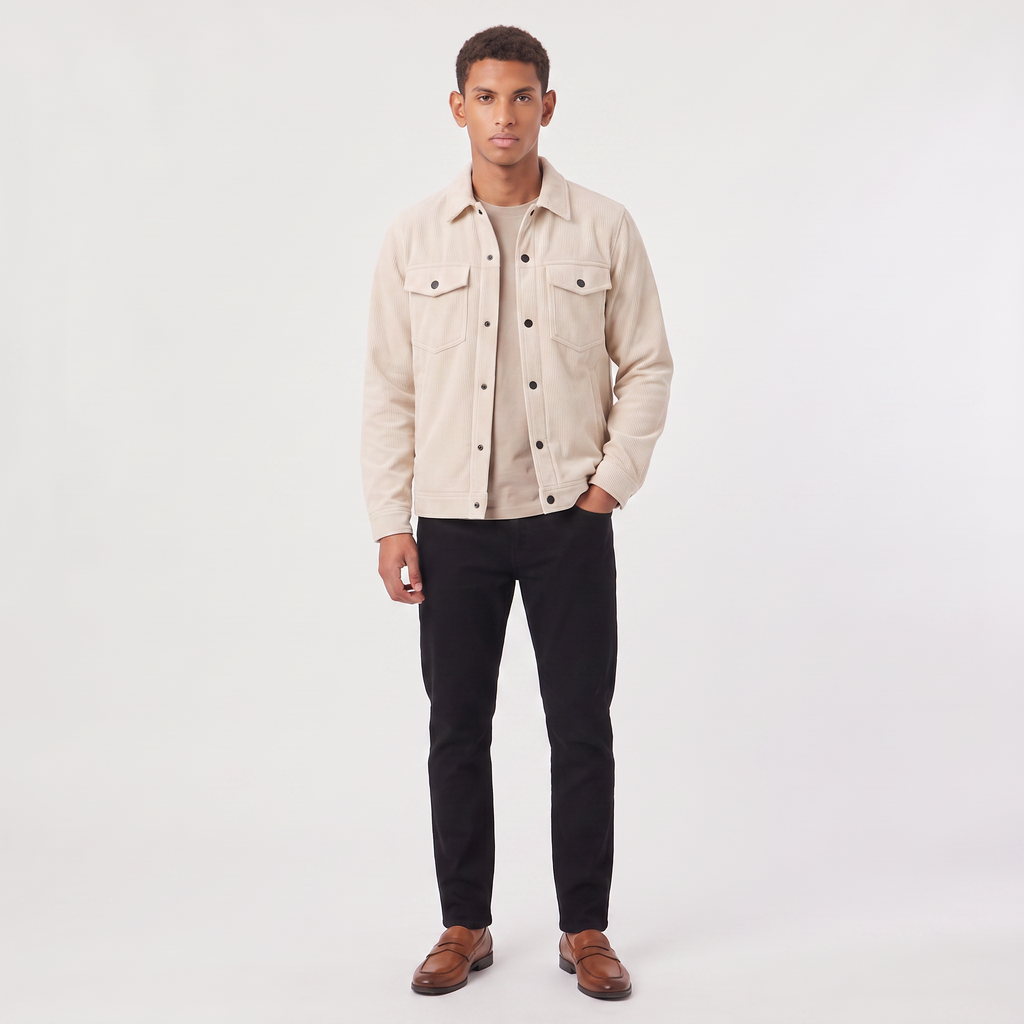 Men's Corduroy Snap-Button Overshirt Jacket