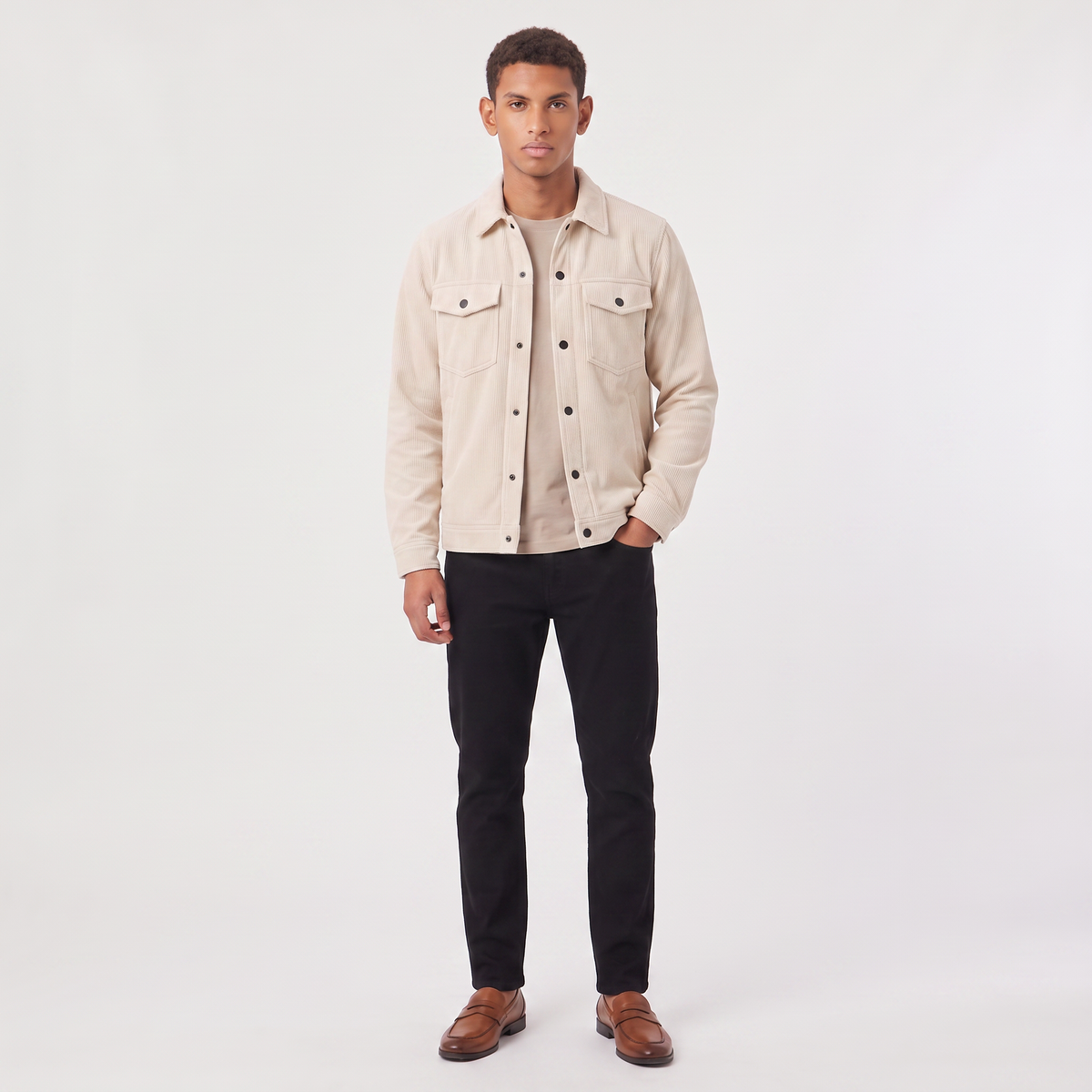 Men's Corduroy Snap-Button Overshirt Jacket