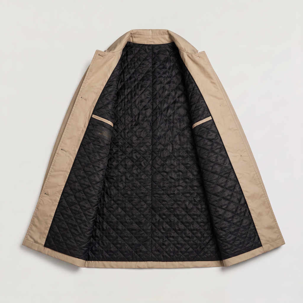 Men's Single-Breasted Mid-Length Trench Coat