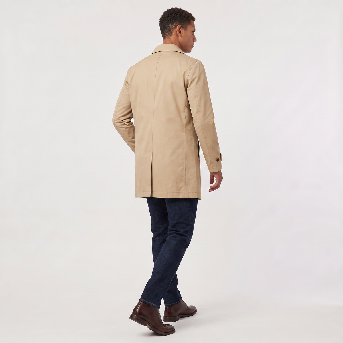 Men's Single-Breasted Mid-Length Trench Coat