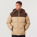 Men's Quilted Hooded Puffer Jacket - Corduroy Winter Coat