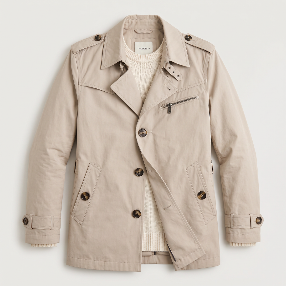 Men's Double-Breasted Trench Coat - Belted Overcoat