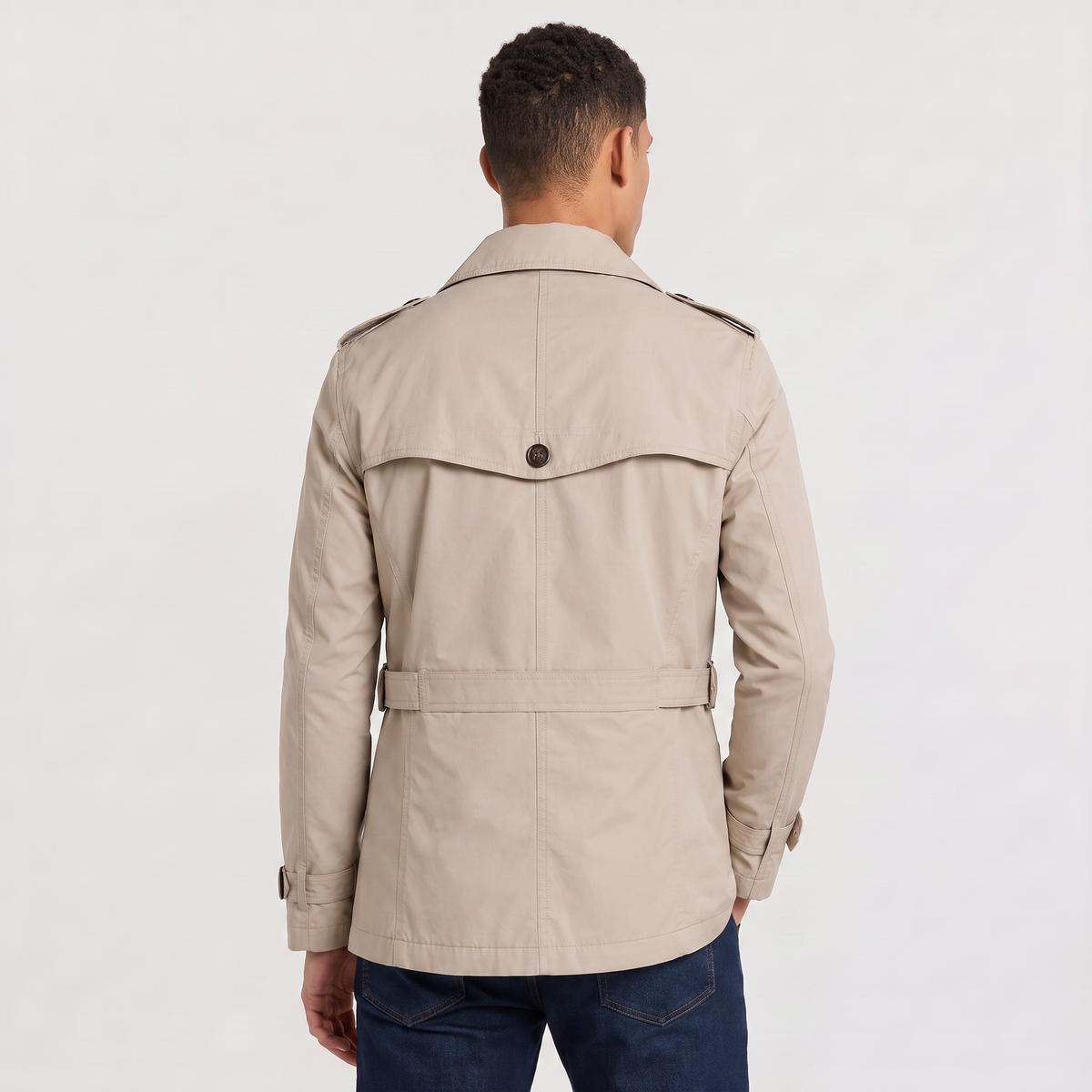 Men's Double-Breasted Trench Coat - Belted Overcoat