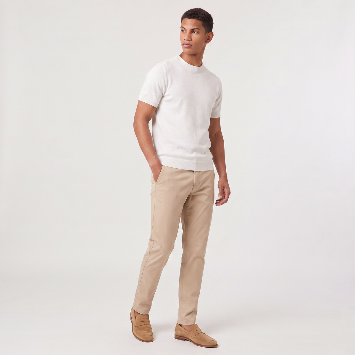 Men's Crew Neck Fine Knit Short Sleeve T-Shirt