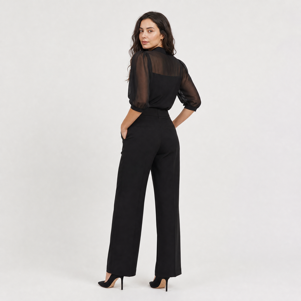 Women's Wide-Leg Puff Sleeve Jumpsuit