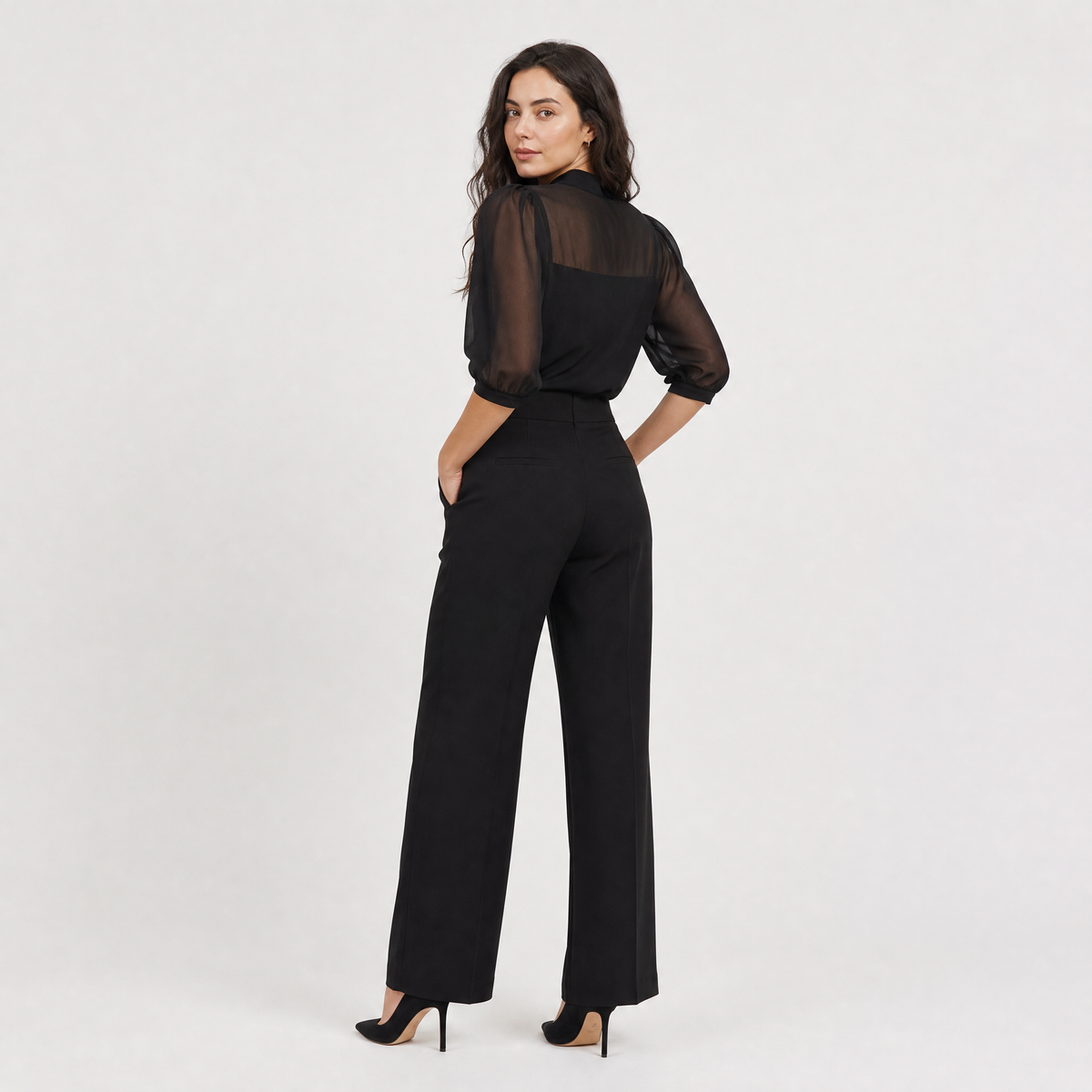 Women's Wide-Leg Puff Sleeve Jumpsuit