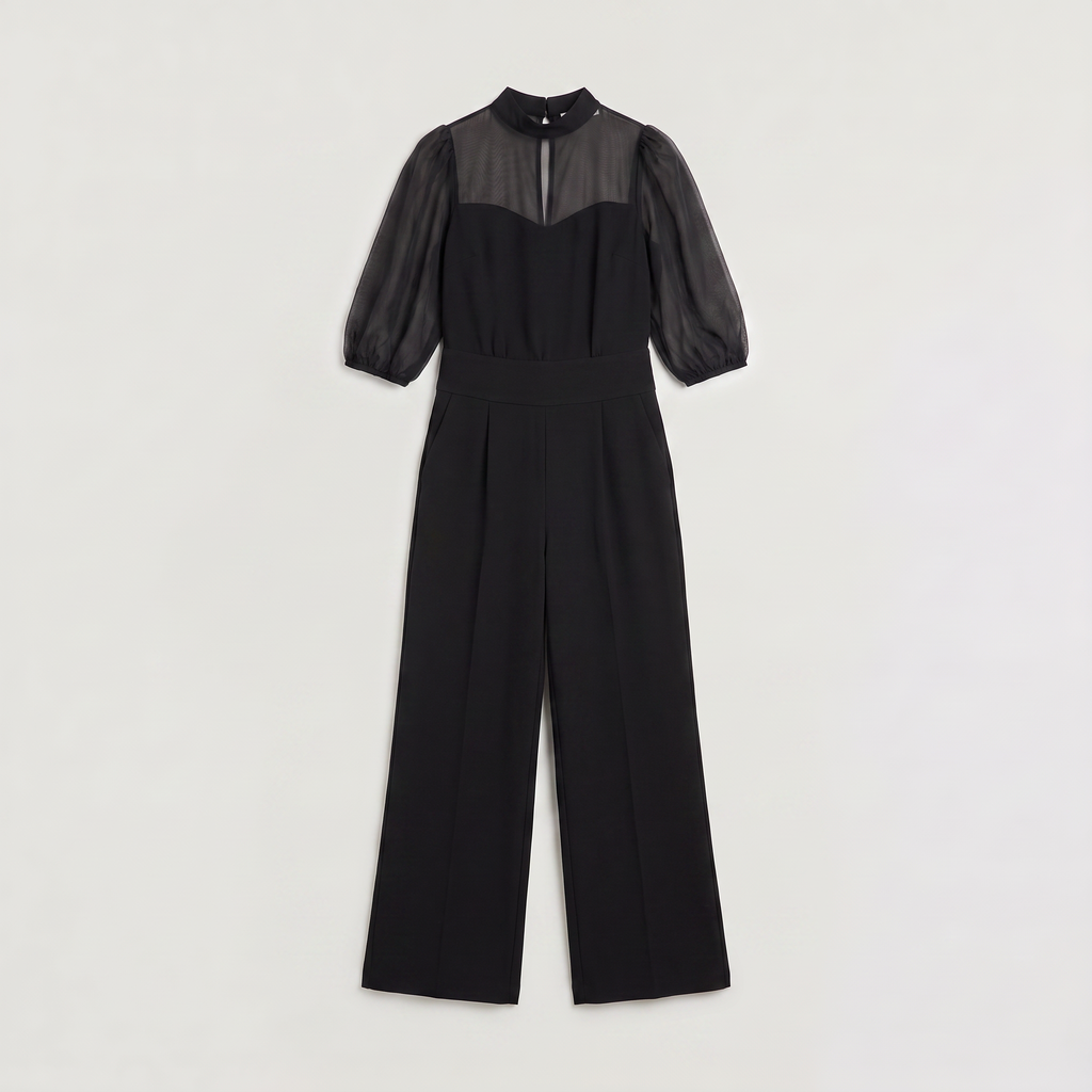 Women's Wide-Leg Puff Sleeve Jumpsuit