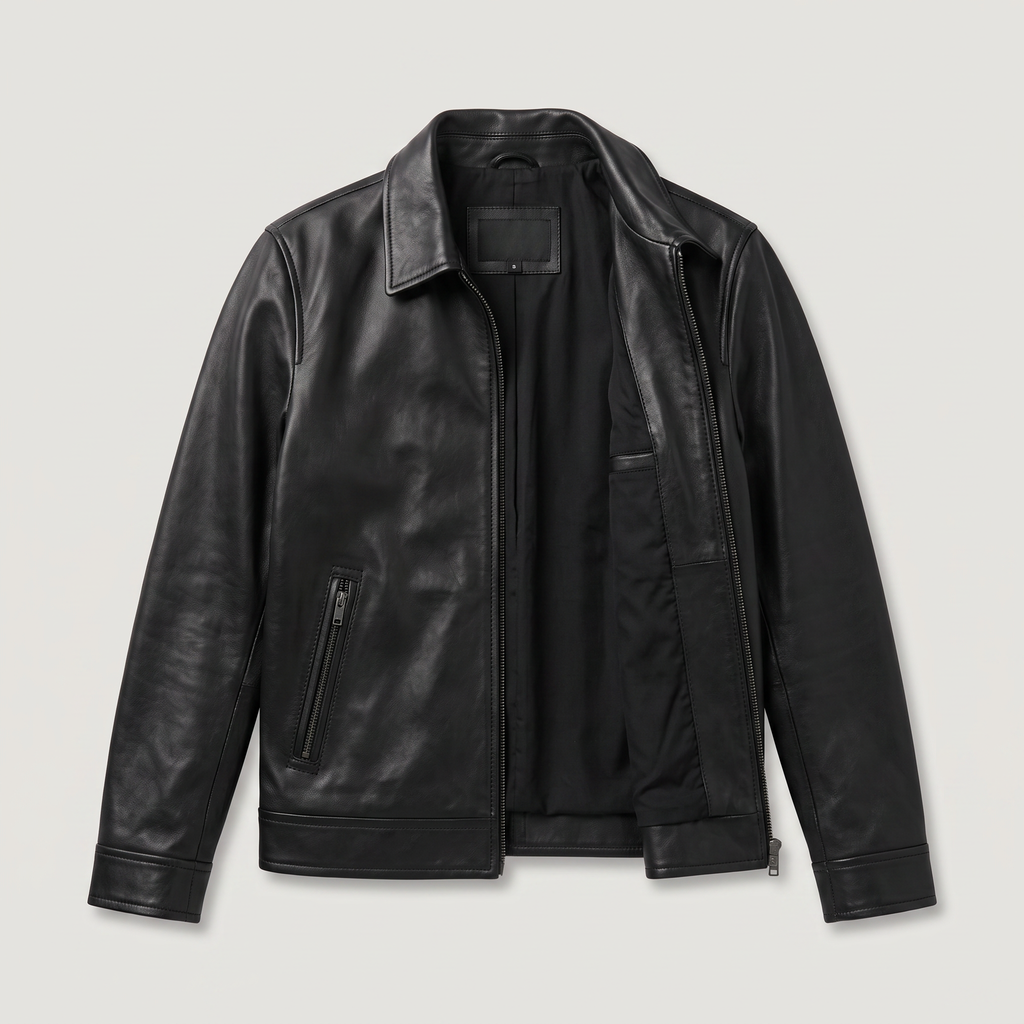 Men's Classic Leather-Look Zip Jacket – Regular Fit
