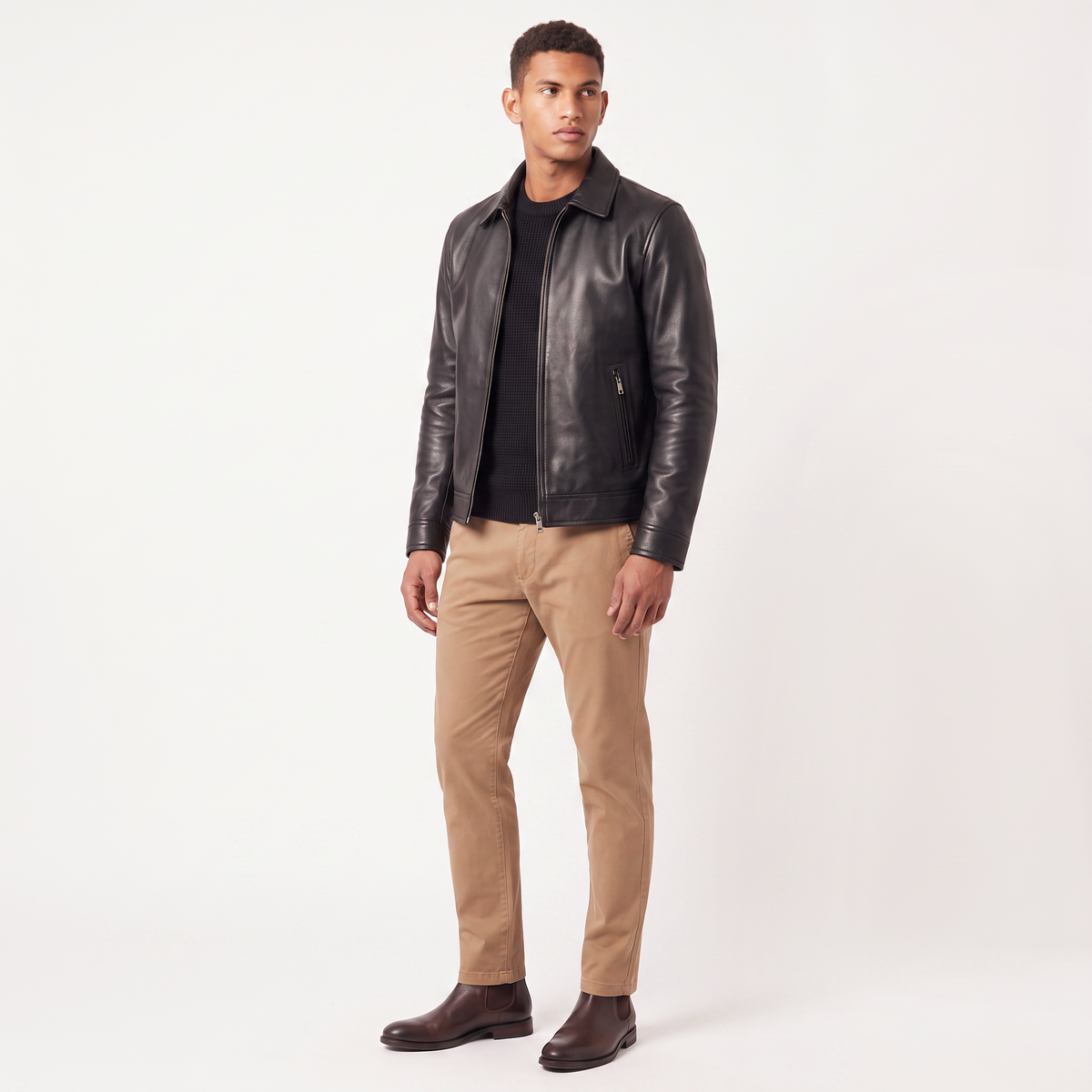Men's Classic Leather-Look Zip Jacket – Regular Fit
