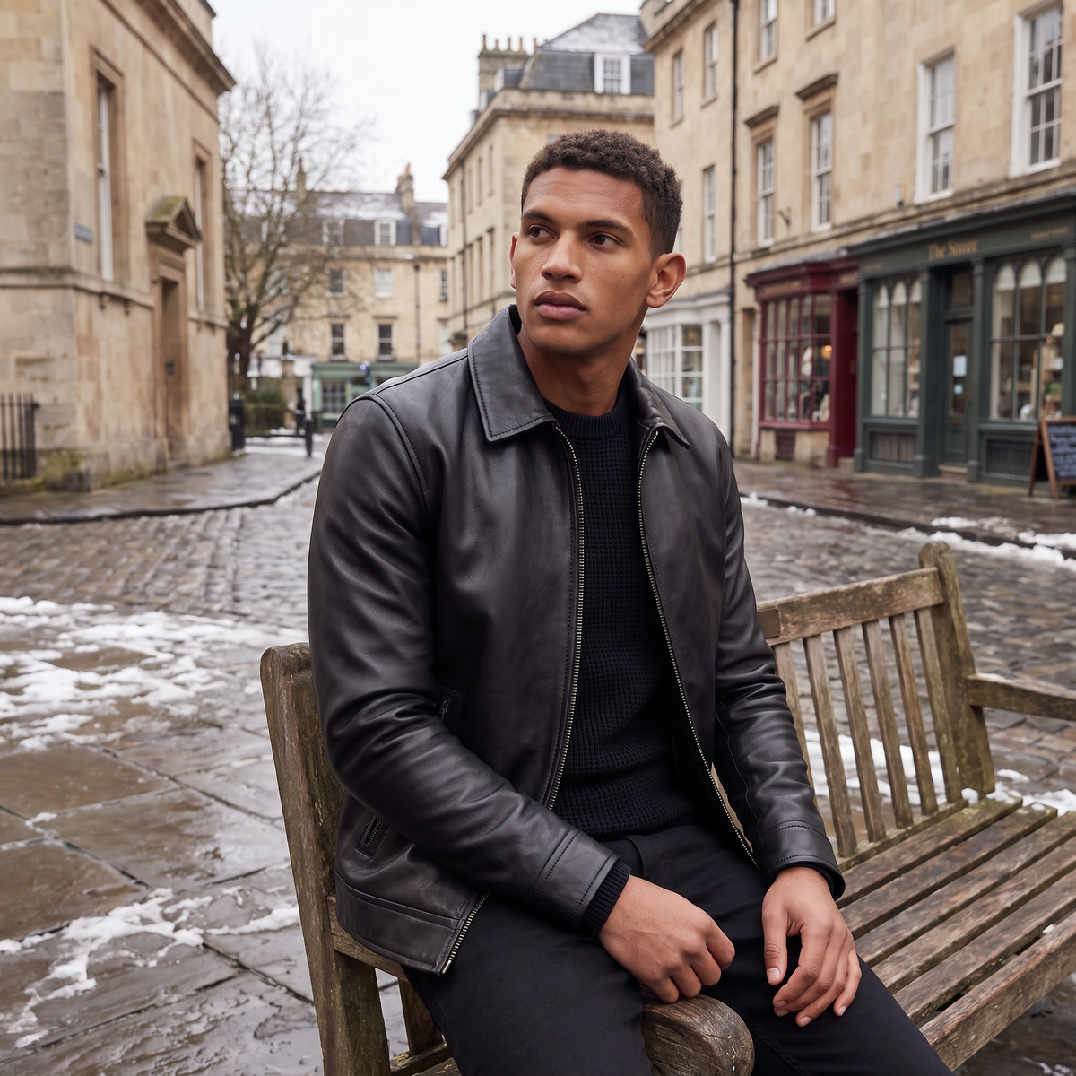 Men's Classic Leather-Look Zip Jacket – Regular Fit