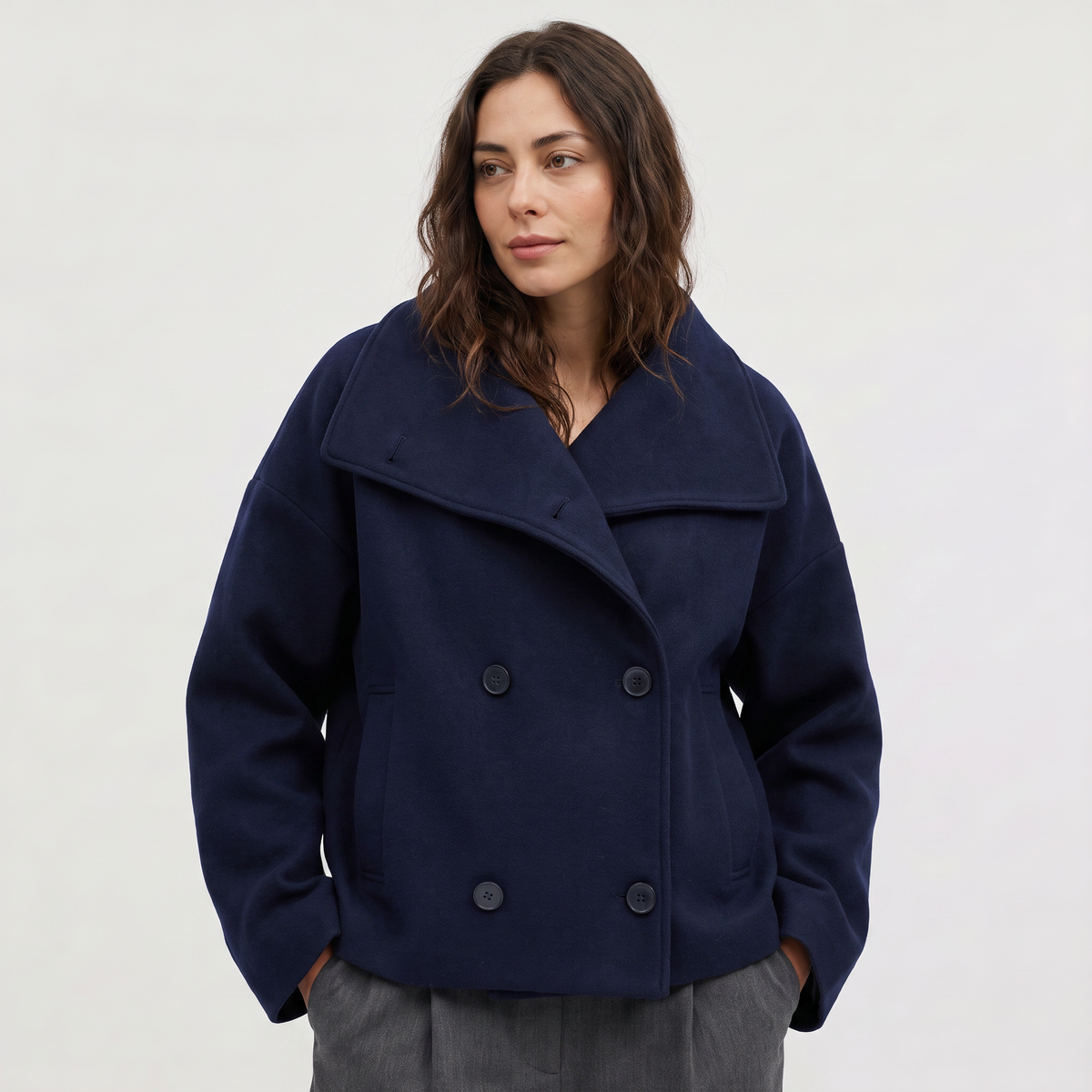 Women's Short Double-Breasted Oversized Jacket