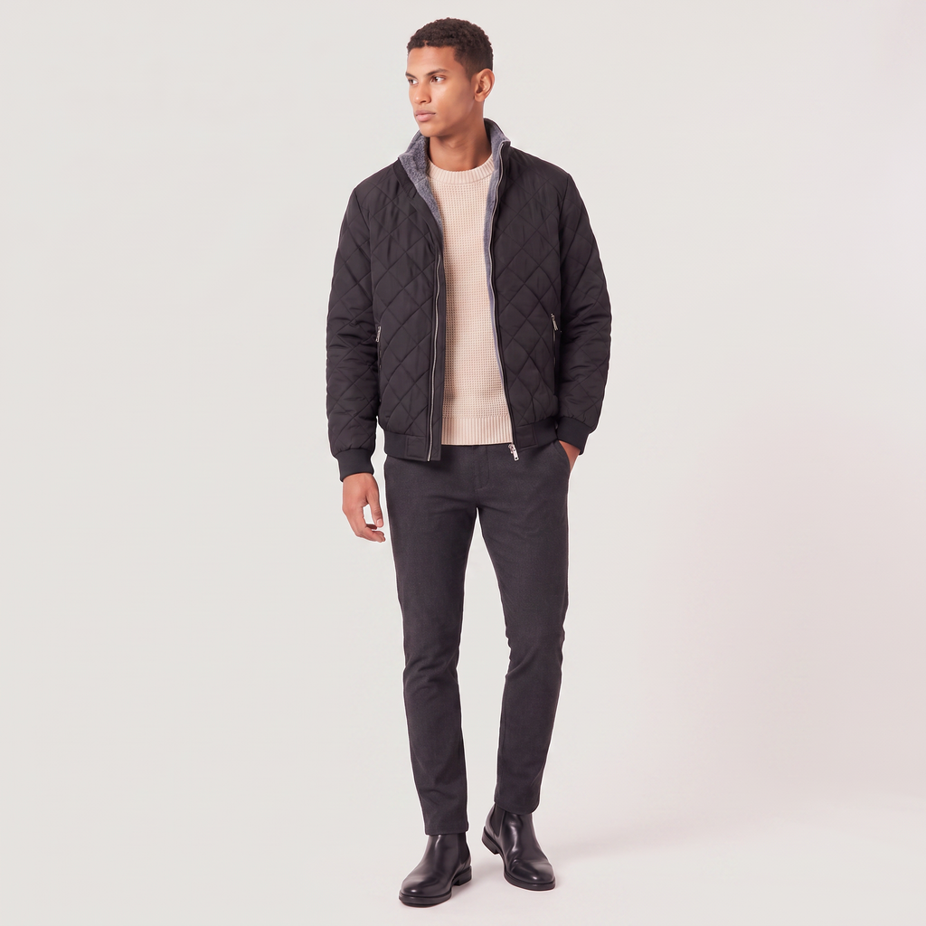Men's Fleece-Lined Quilted Relaxed Fit Jacket