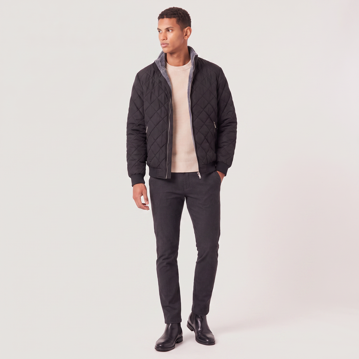 Men's Fleece-Lined Quilted Relaxed Fit Jacket