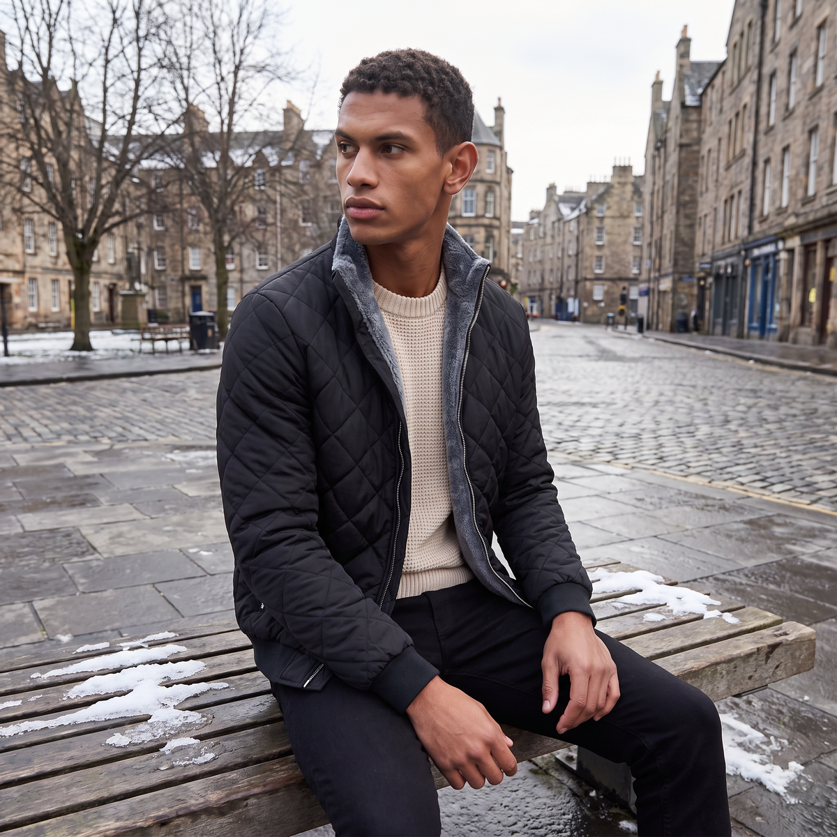 Men's Fleece-Lined Quilted Relaxed Fit Jacket