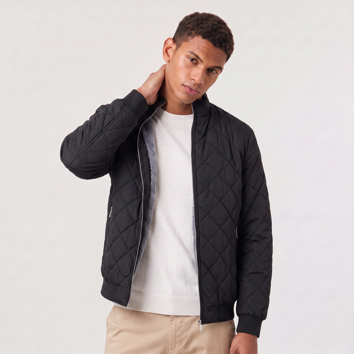 Men's Fleece-Lined Quilted Relaxed Fit Jacket