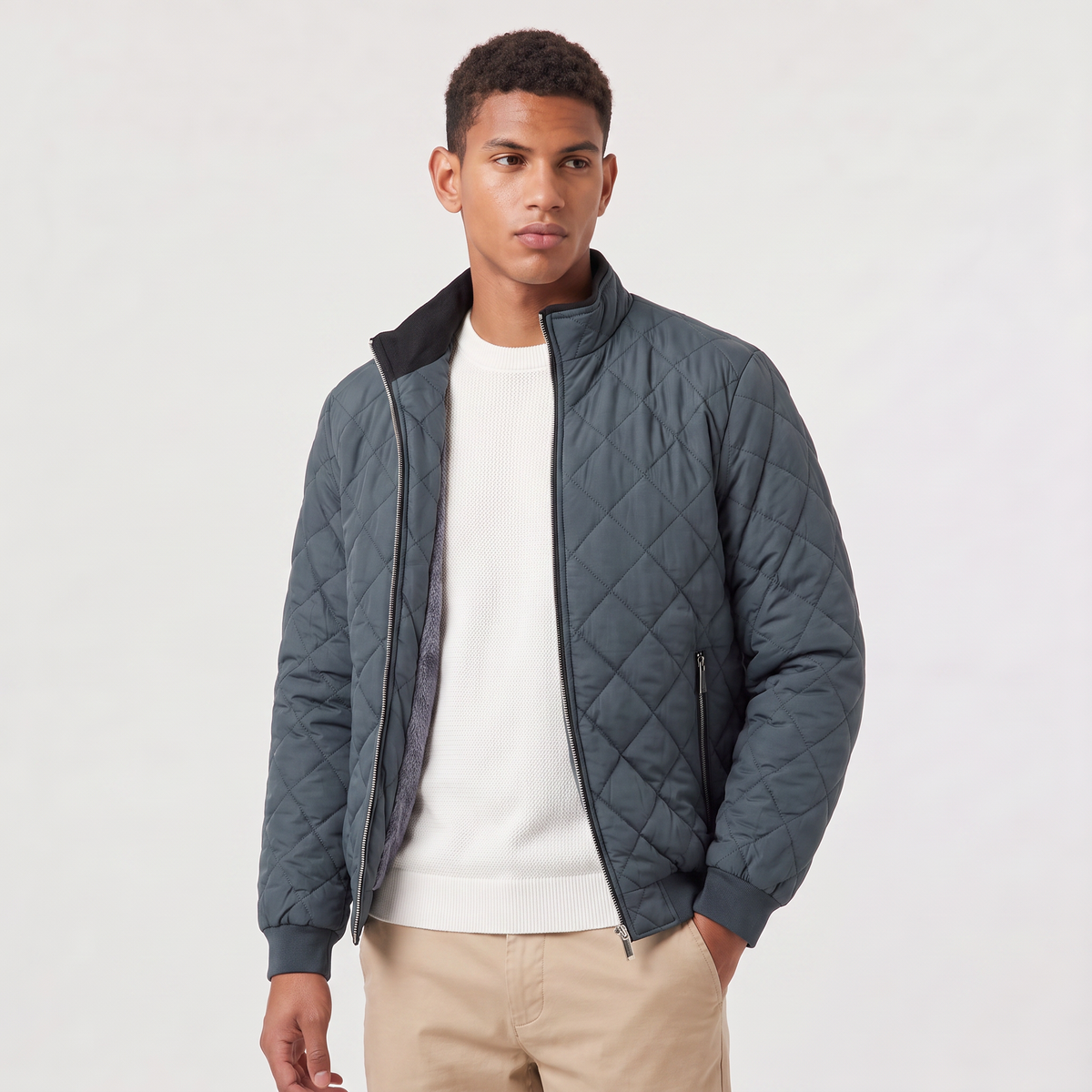 Men's Fleece-Lined Quilted Relaxed Fit Jacket
