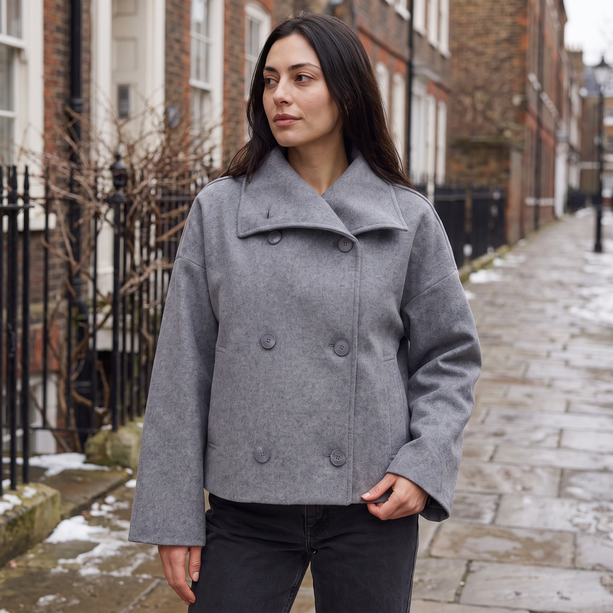 Women's Short Double-Breasted Oversized Jacket