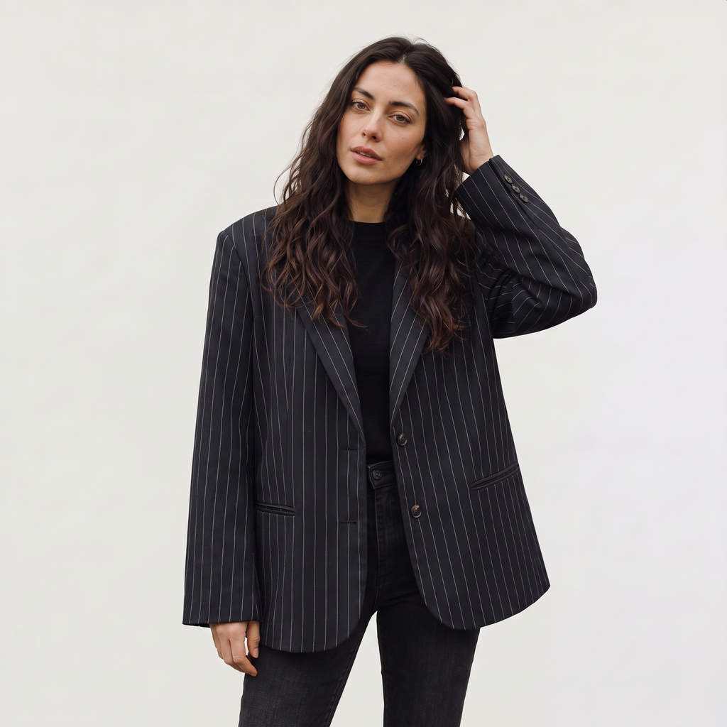 Women's Oversized Boxy Pinstripe Blazer