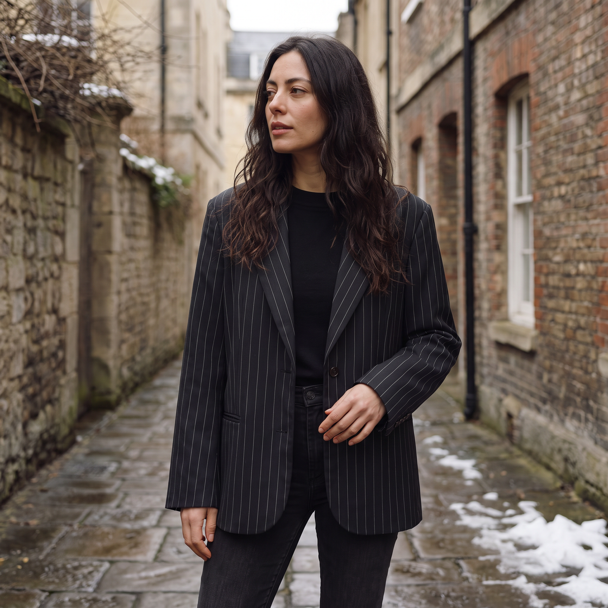 Women's Oversized Boxy Pinstripe Blazer