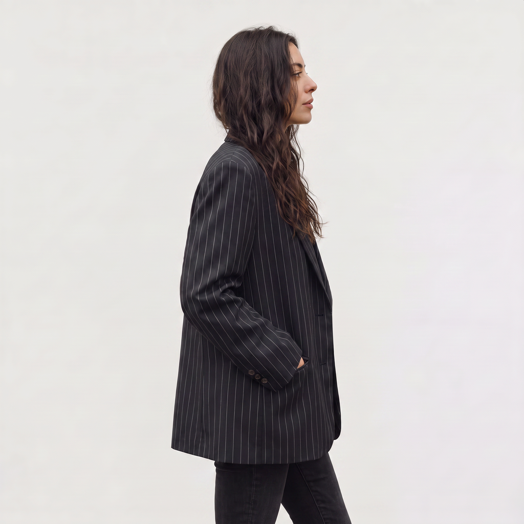 Women's Oversized Boxy Pinstripe Blazer