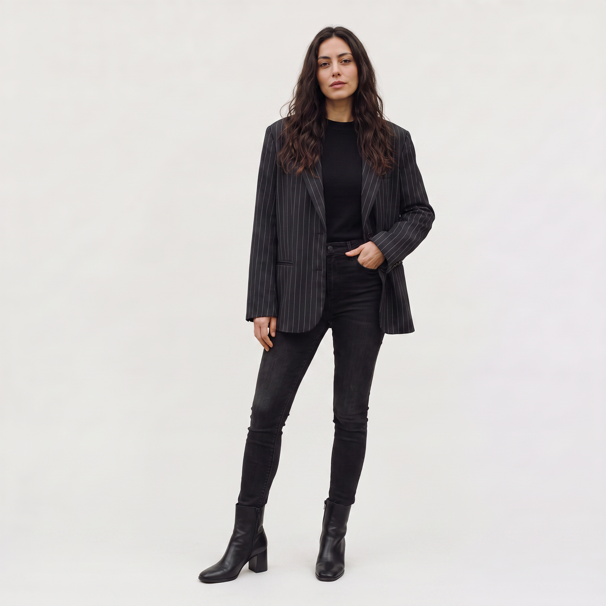 Women's Oversized Boxy Pinstripe Blazer