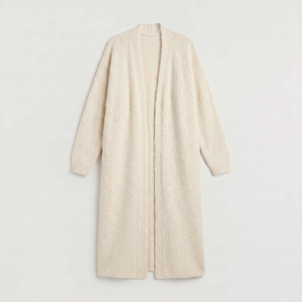 Women's Fluffy Longline Open-Front Cardigan