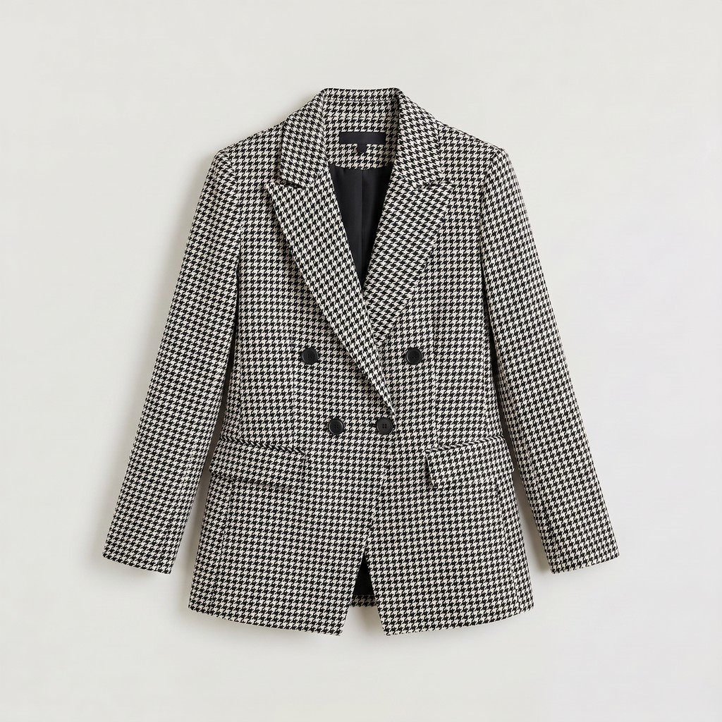Women's Houndstooth Double-Breasted Blazer