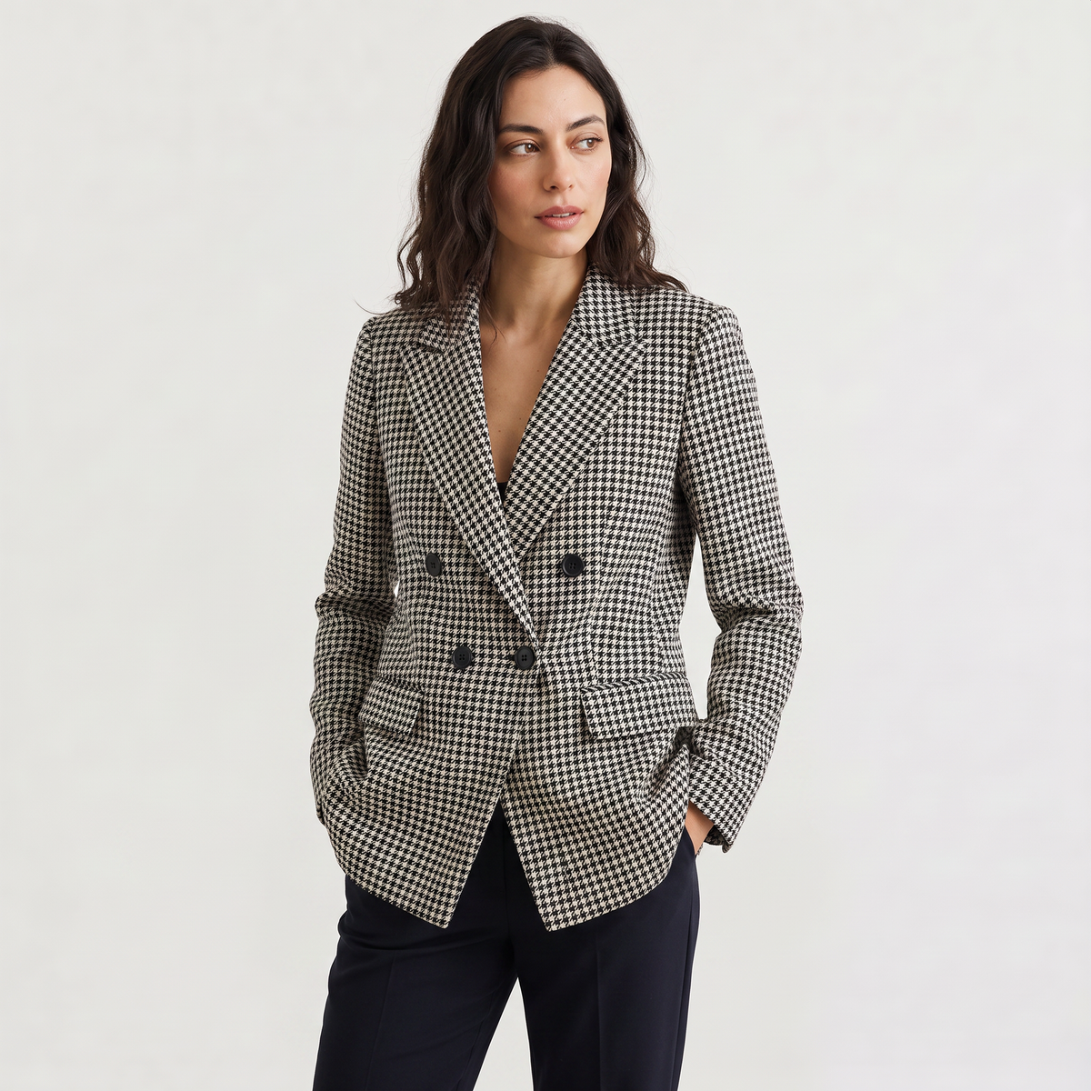 Women's Houndstooth Double-Breasted Blazer
