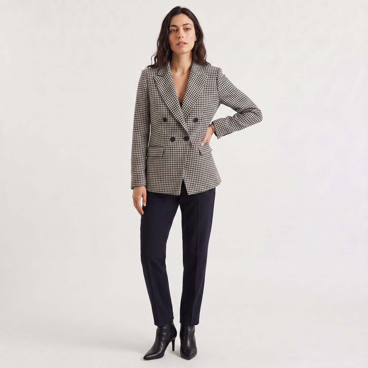 Women's Houndstooth Double-Breasted Blazer