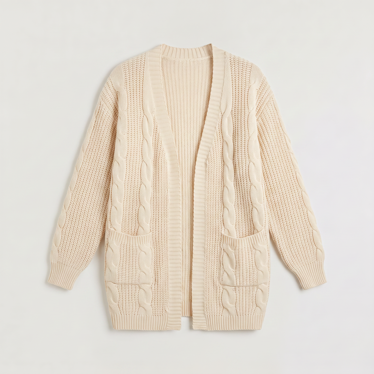 Women's Open Front Oversized Cable Knit Cardigan