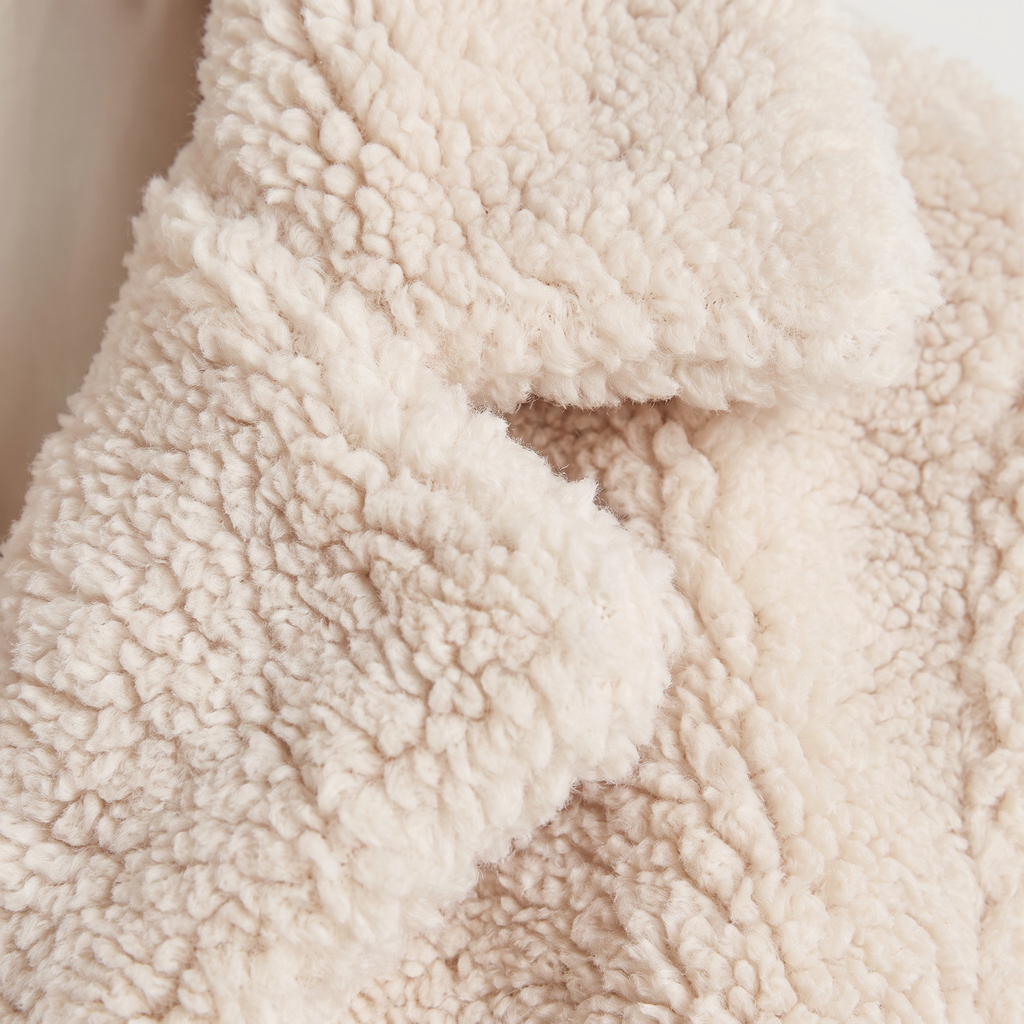 Women's Longline Teddy Coat with Notched Collar