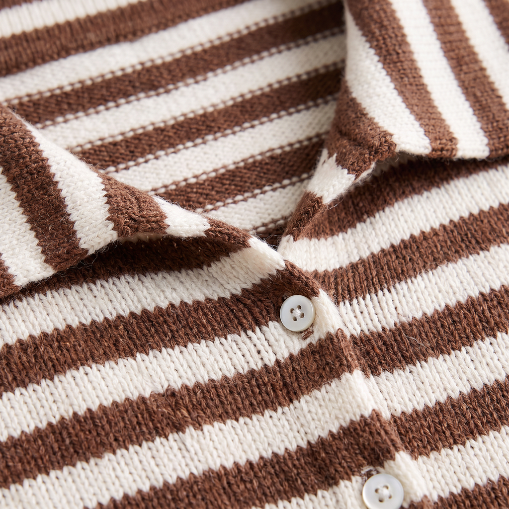 Women's Striped Collared Knit Cardigan - Button Front