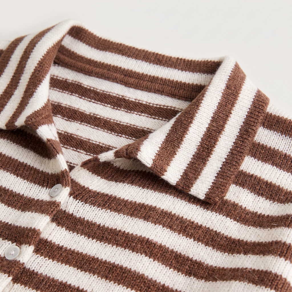 Women's Striped Collared Knit Cardigan - Button Front