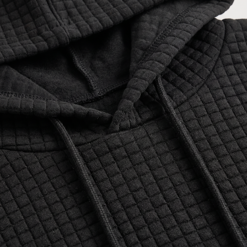 Women's Quilted Drawstring Hoodie - Kangaroo Pocket