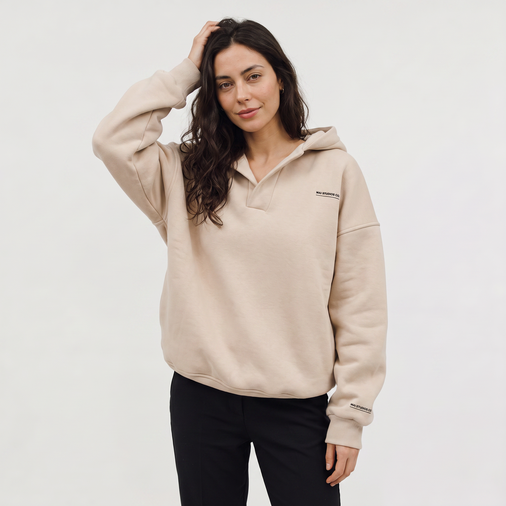 Women's Oversized V-Neck Jumper Hoodie