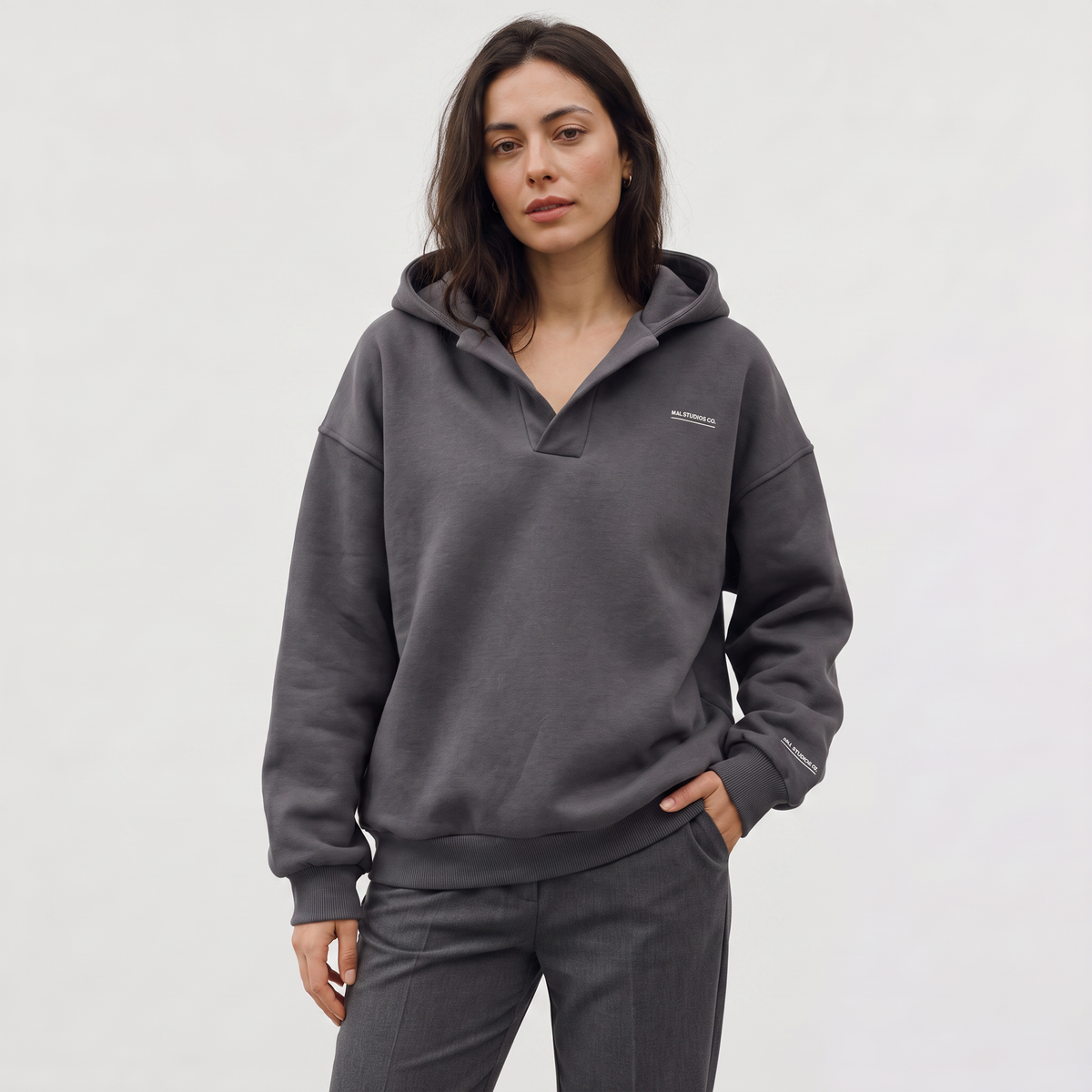 Women's Oversized V-Neck Jumper Hoodie
