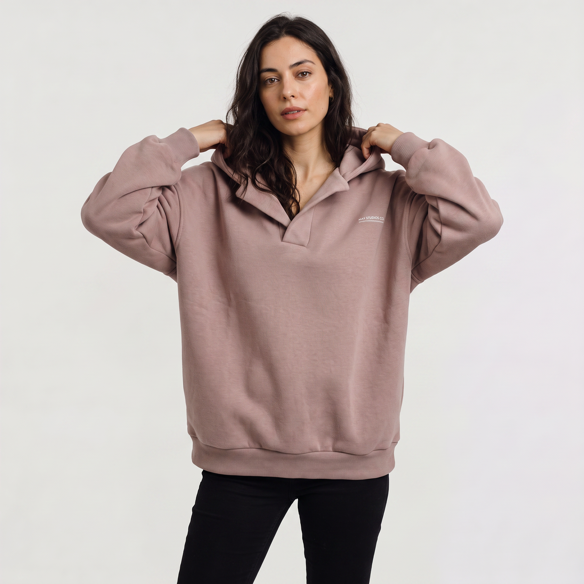 Women's Oversized V-Neck Jumper Hoodie