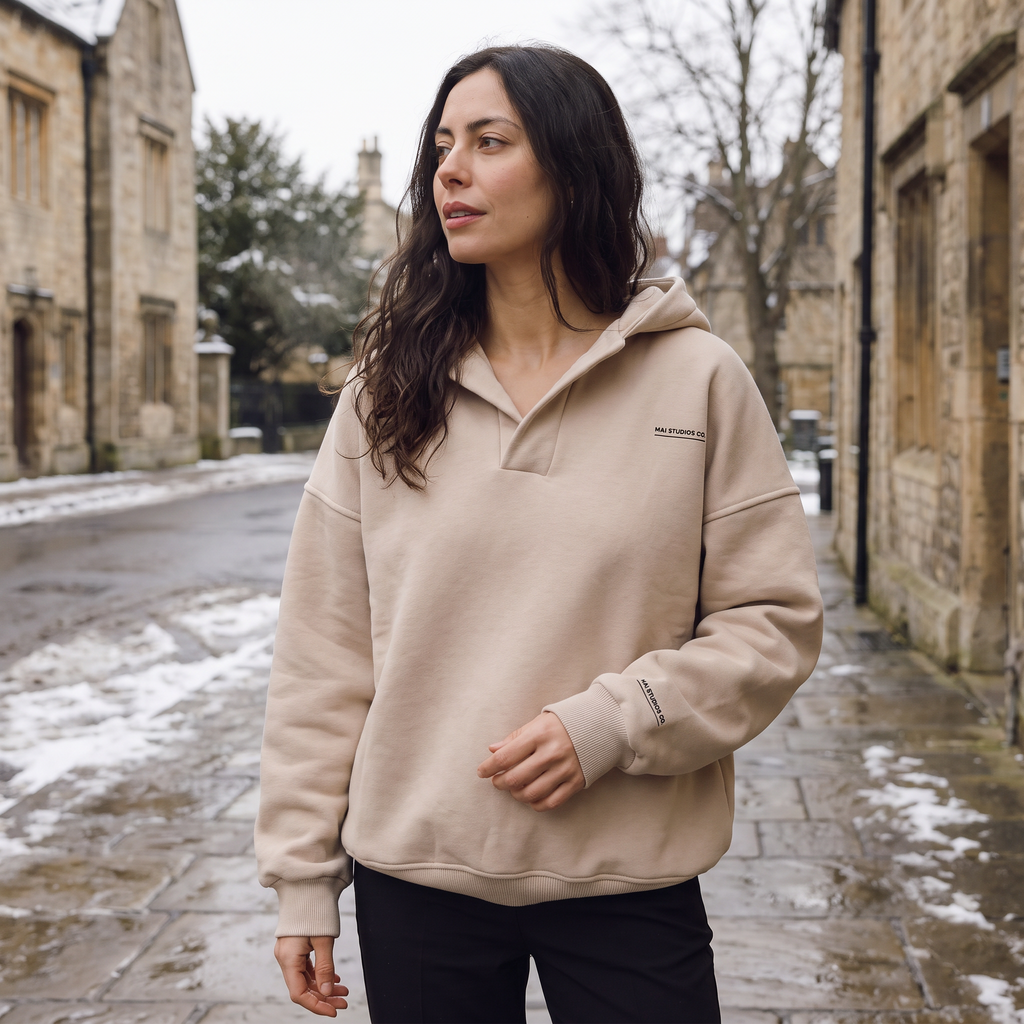 Women's Oversized V-Neck Jumper Hoodie
