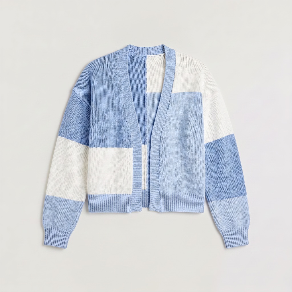 Women's Open Front Cropped Cardigan - Ribbed Cuffs