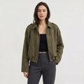 Women's Faux Suede Collared Bomber Jacket