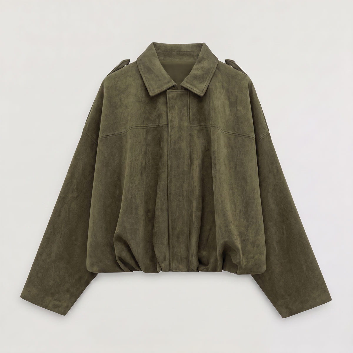 Women's Faux Suede Collared Bomber Jacket