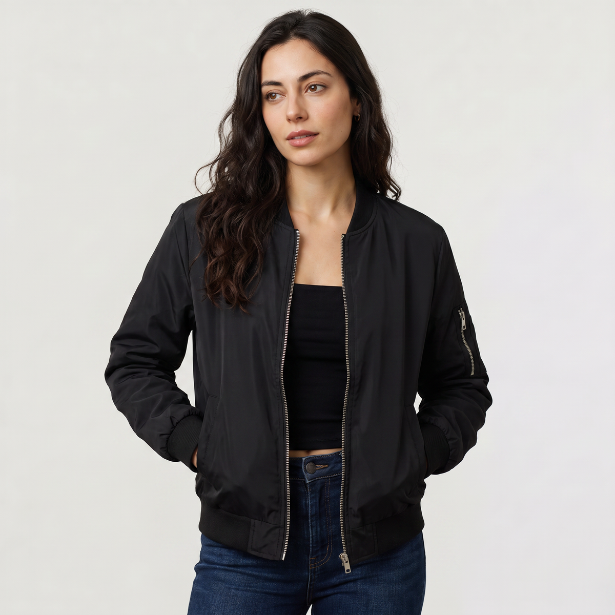 Women's Contrast Trim Bomber Jacket