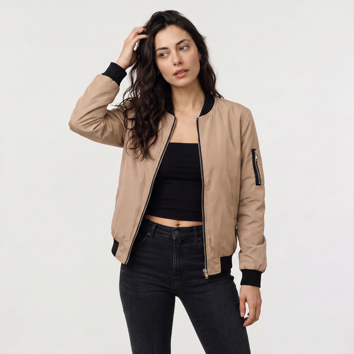 Women's Contrast Trim Bomber Jacket