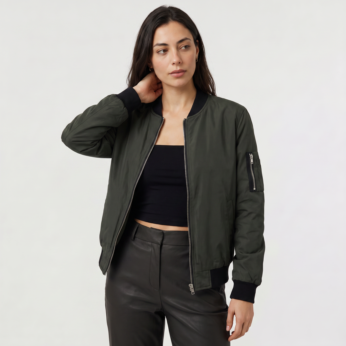 Women's Contrast Trim Bomber Jacket